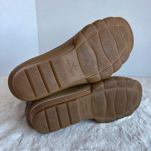 Sperry Duck Brown Leather Boots  Salwater wedge tide Women Size 7 - Picture 8 of 11